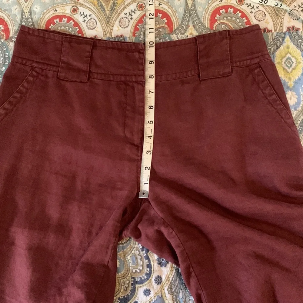 CAbi maroon 100% Linen cargo wide leg Bermuda shorts #575 size 8 - Picture 5 of 11